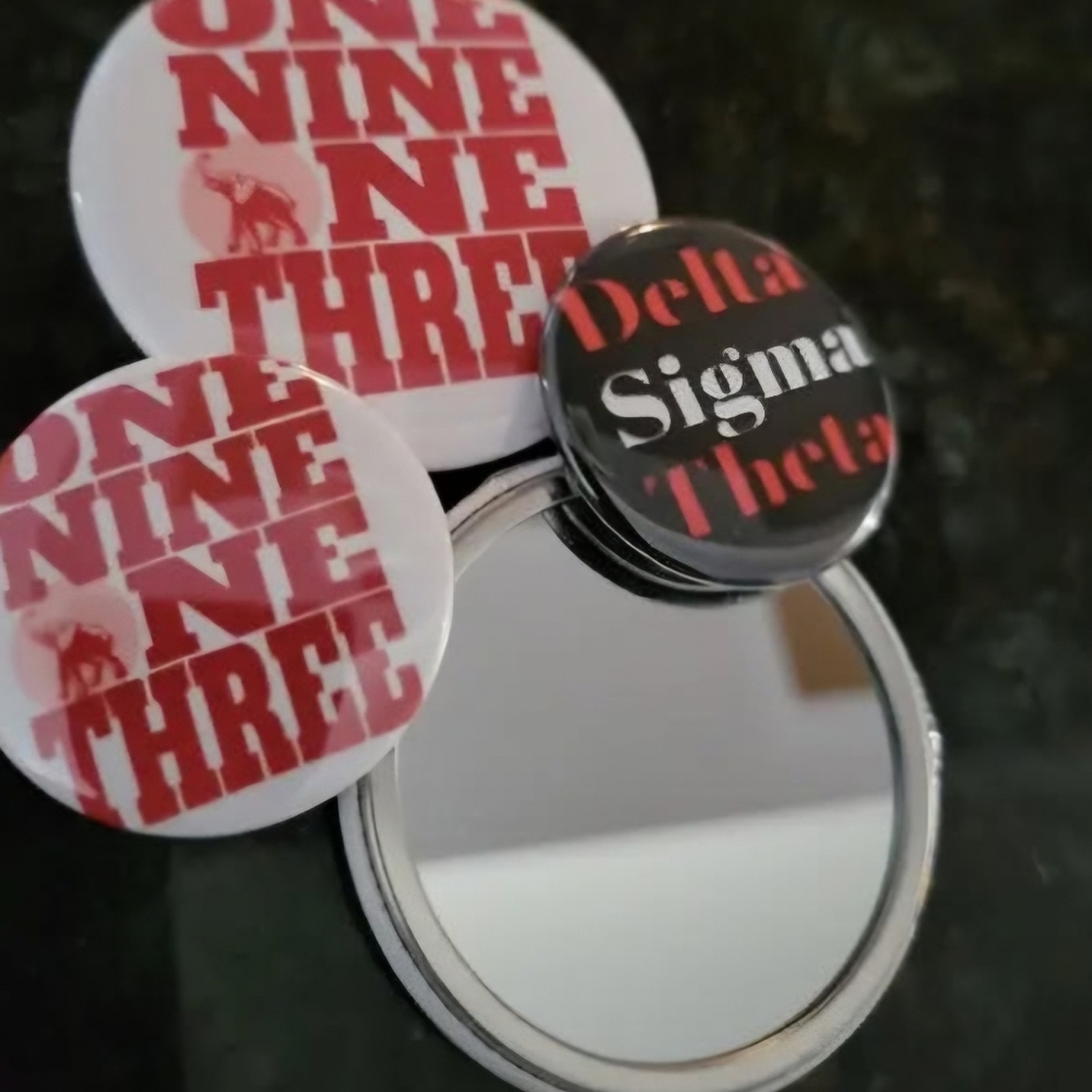 Delta Sigma Theta Button Set w/ one 2 inch Mirror Button